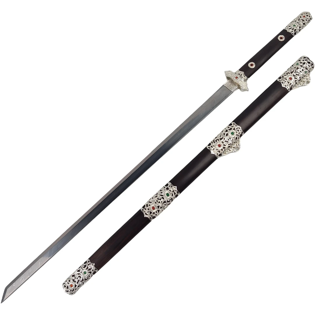 【双十一】雪锋唐刀黑檀木刀鞘白铜装饰百炼花纹钢扭转纹不开刃