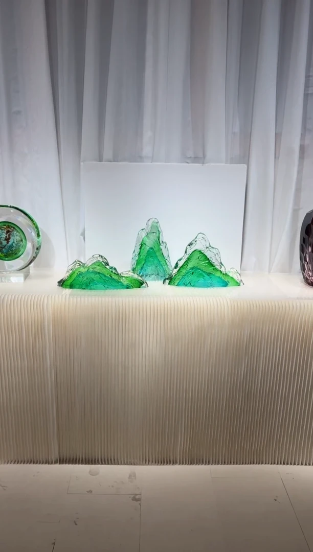 摆件璨石美学翡翠山一组艺术摆件