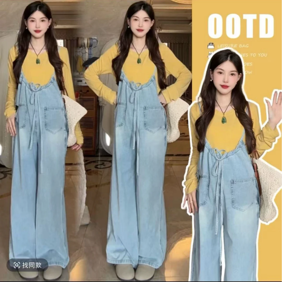 高颜值孕妇套装2025春季新款爆款洋气休闲上衣宽松百搭阔腿背带裤