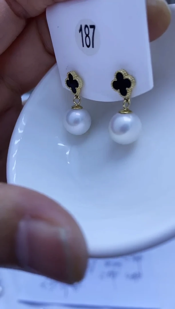 银S925镶嵌耳饰淡水珍珠187