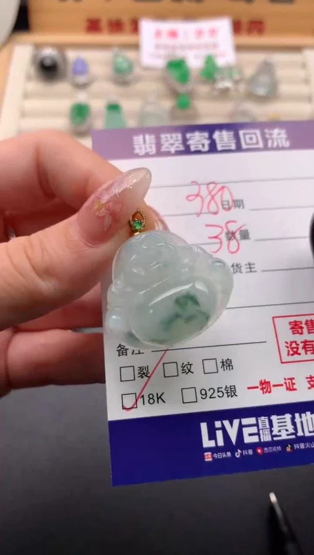 翡翠18K金镶嵌颈饰10134526