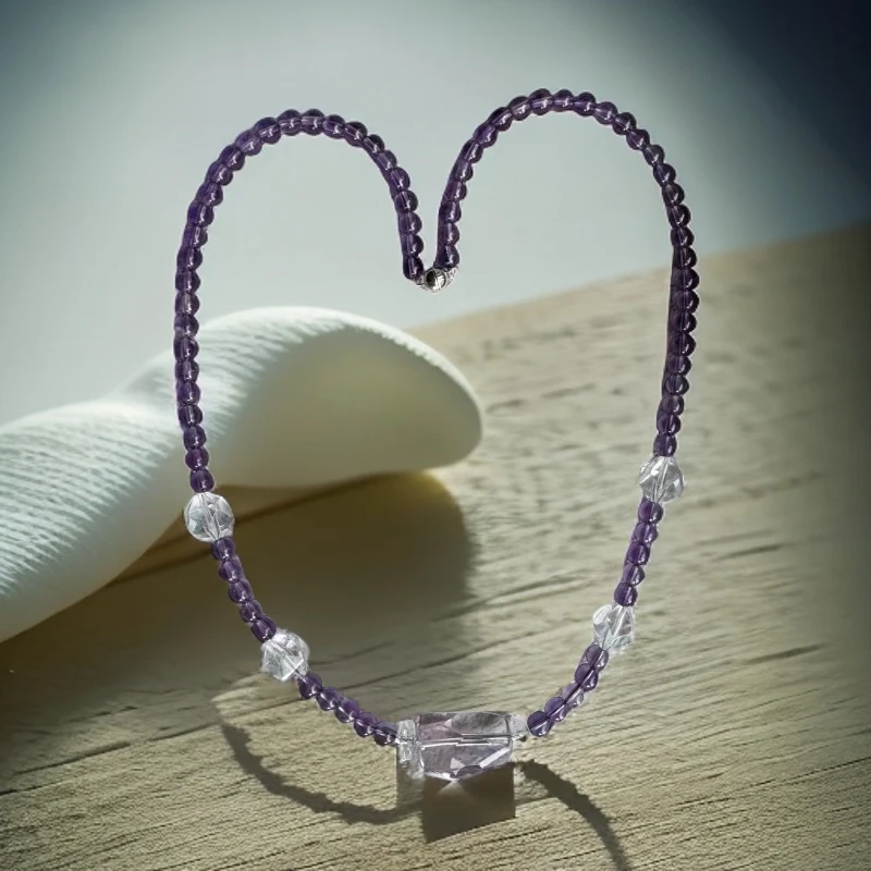 天然紫水晶设计款颈链925扣时尚气质