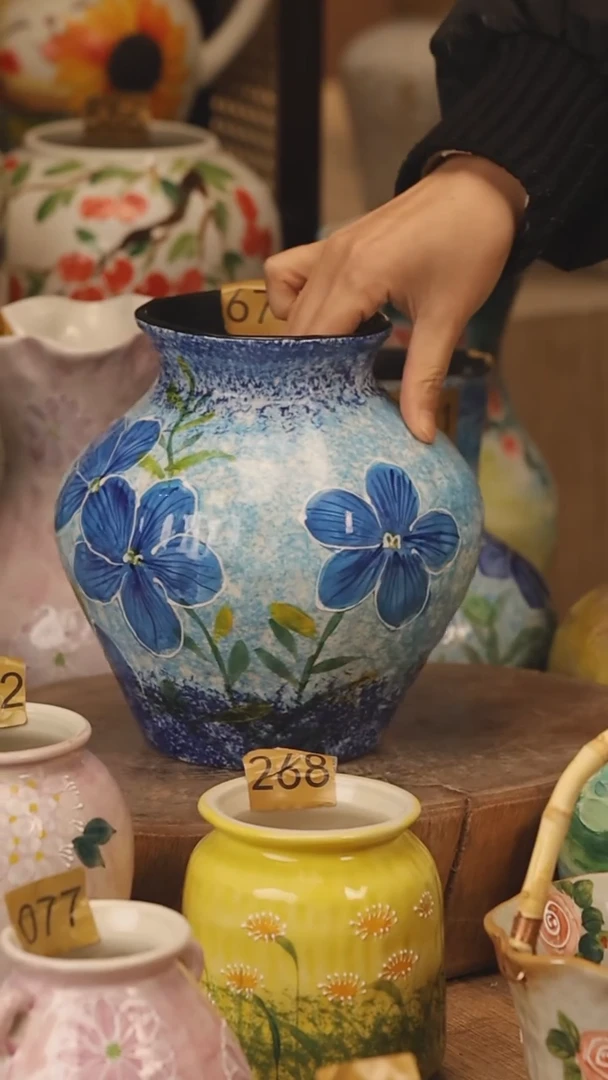 陶瓷景德镇设计师手作花器摆件侘寂风@M674@