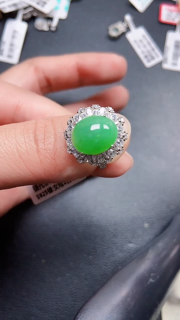 颈饰银S925镶嵌翡翠3446