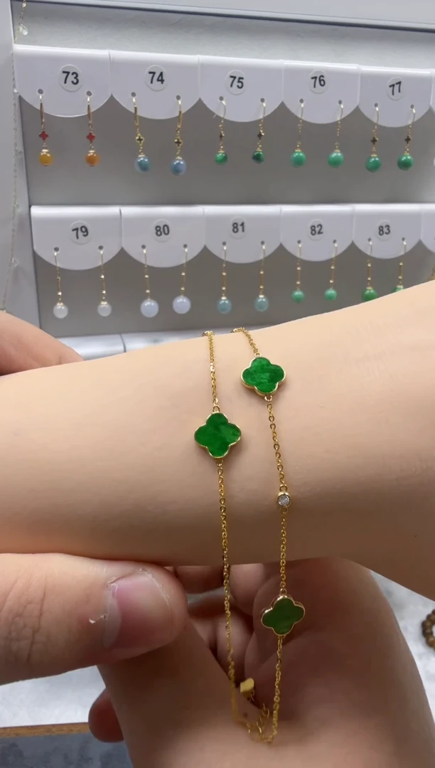 18K金镶嵌手链翡翠缅甸天然A货翡翠