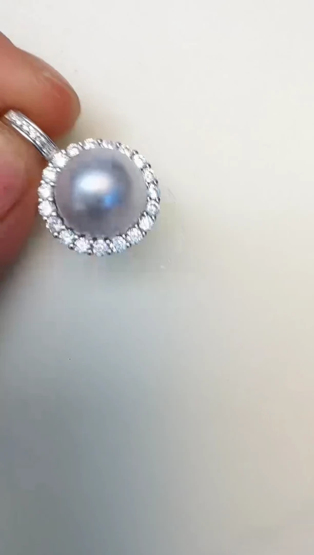 海水珍珠银S925镶嵌颈饰吊坠