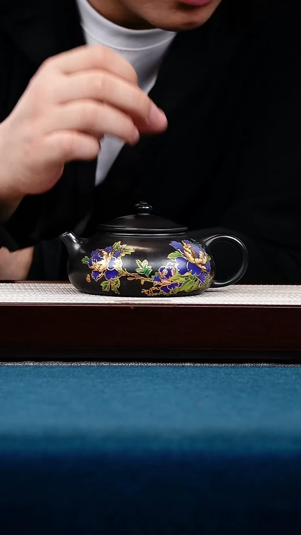 茶壶紫砂石黄寒江珐琅彩