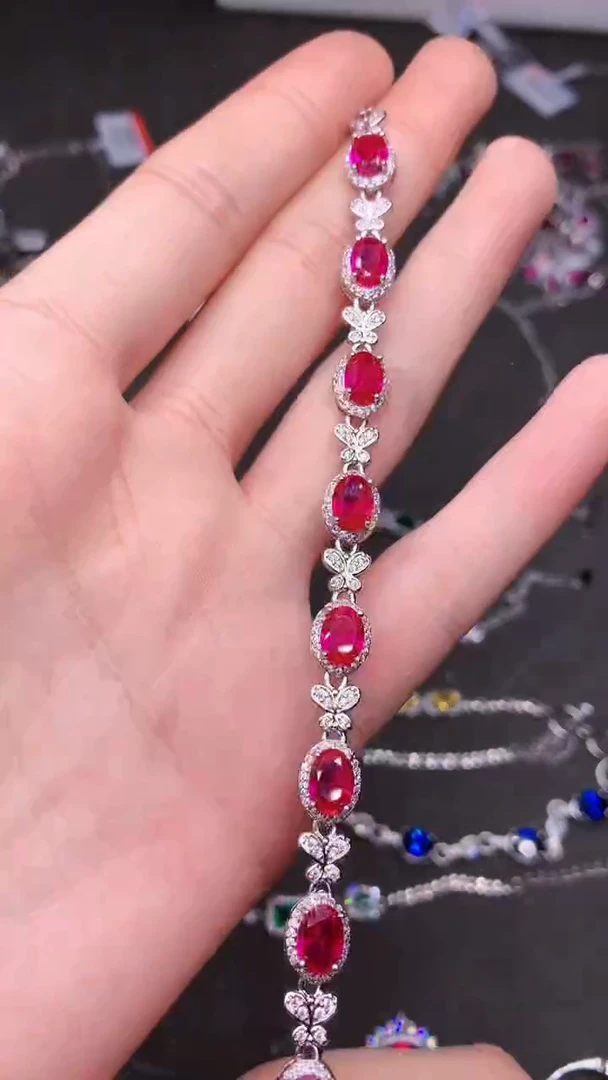 【闪购商品】红宝石手链银S925镶嵌......