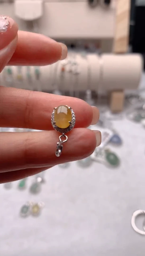 【闪购商品】翡翠吊坠(不含链)银S925镶嵌3号