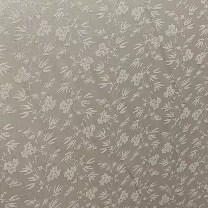 【珍珠白树叶冠乐绉浮雕提花面料】新中式上衣马甲旗袍汉服袄面面料