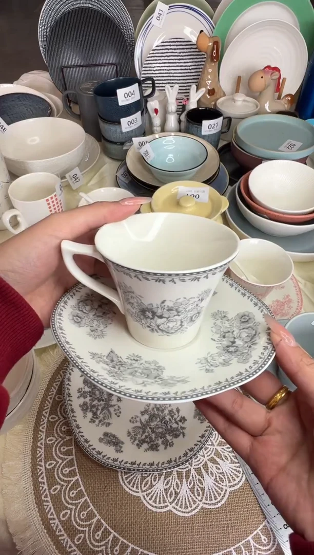 新骨瓷A品 兰卡斯特 灰色 咖啡杯碟套装 200ml 全标