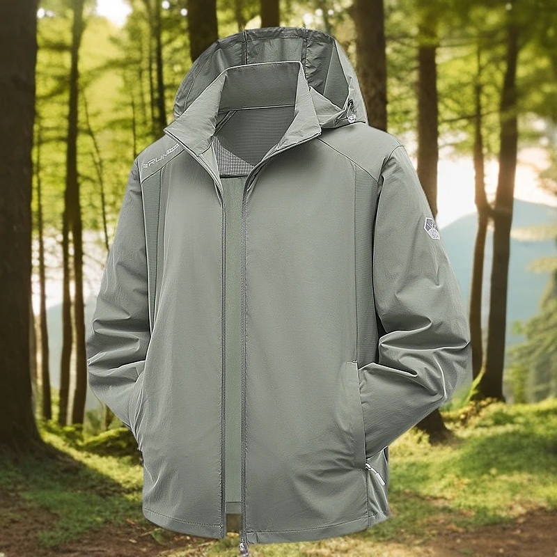 JPDUN男夏季薄款速干防紫外线外套透气空穴来风防晒衣防晒服连帽