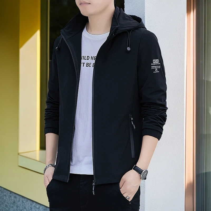 2025新款连帽可拆修身春秋款潮流帅气休闲户外百搭潮男新款夹