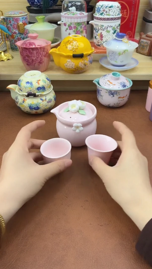 陶v陶瓷茶具摆件旅行套组