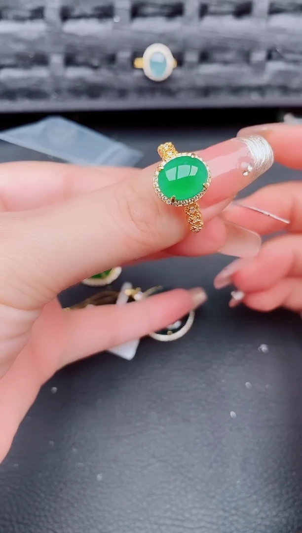 翡翠戒指银S925镶嵌天然a货翡翠426