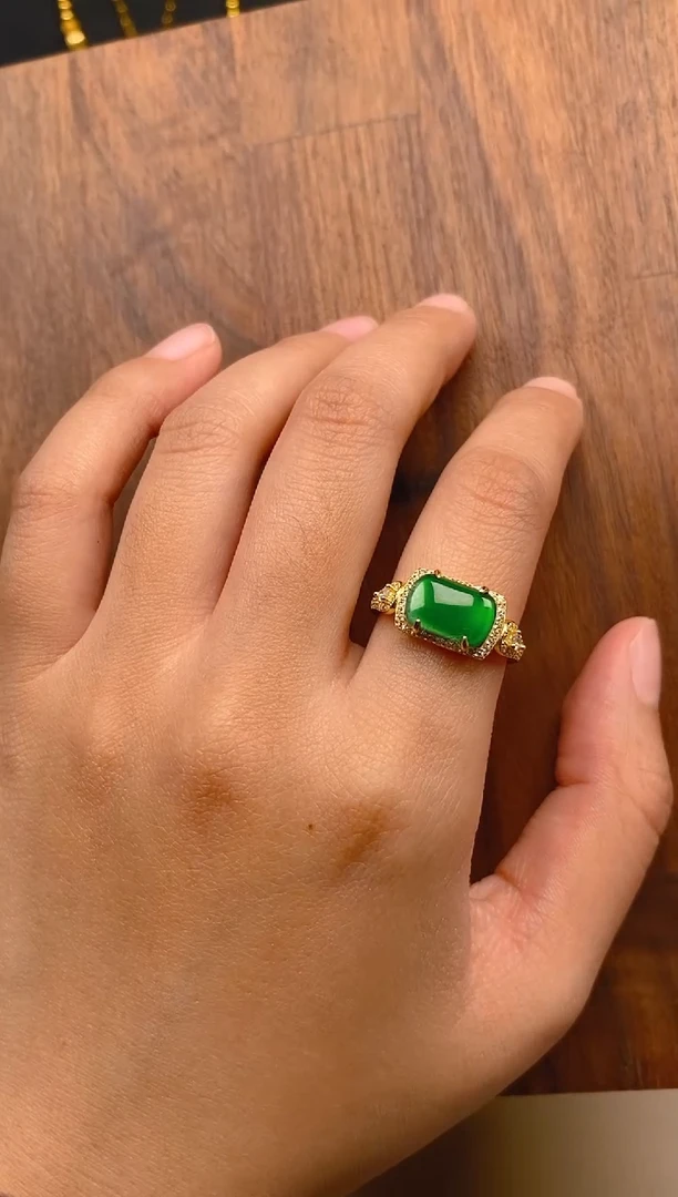 【闪购商品】翡翠戒指银S925镶嵌马鞍戒指