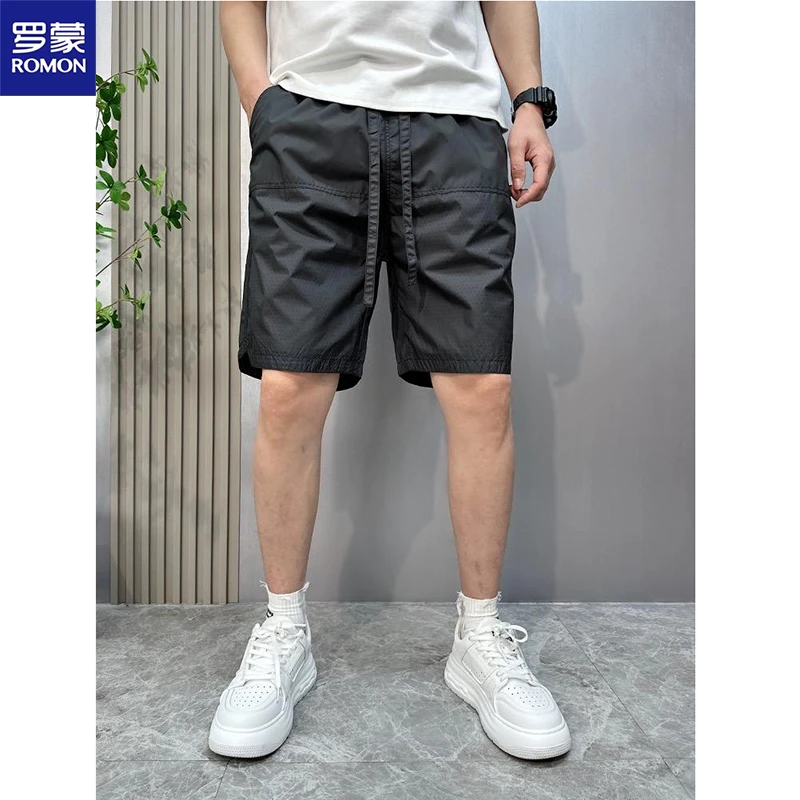罗蒙夏季新款短裤速干宽松休闲潮流薄款打孔男士运动时尚五分裤子