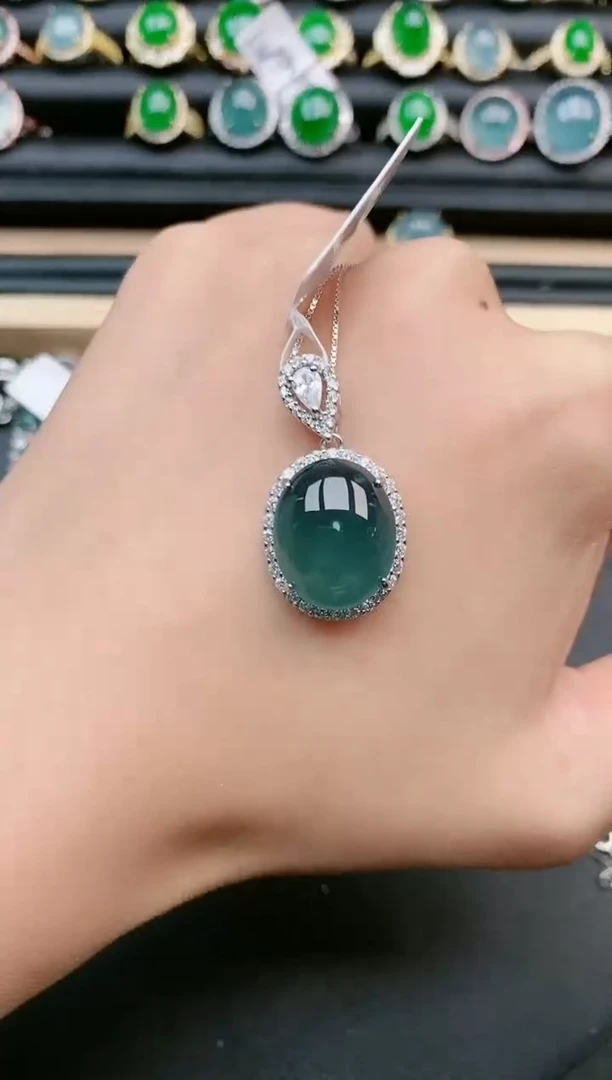 翡翠戒指银S925镶嵌1111