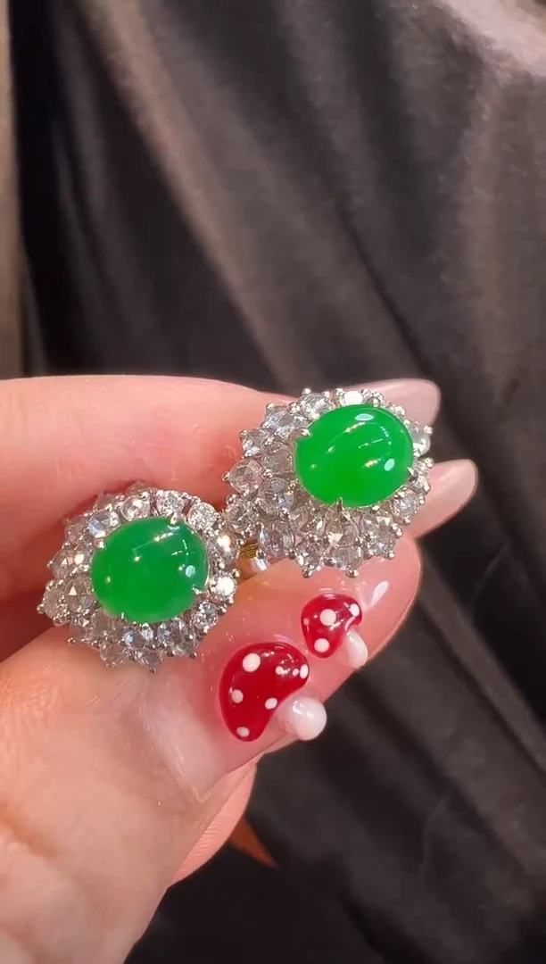 【闪购商品】翡翠耳饰18K金镶嵌耳饰