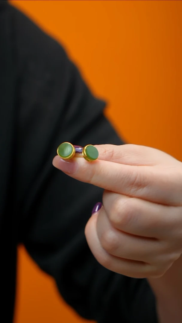 和田玉（碧玉）银S925镶嵌耳钉碧玉耳钉 多样性发其一