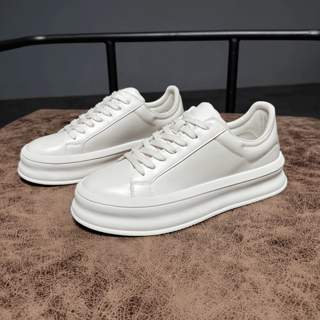 莱德的搭配 秋季休闲板鞋小白鞋男白色百搭时尚厚底透气潮鞋帅气