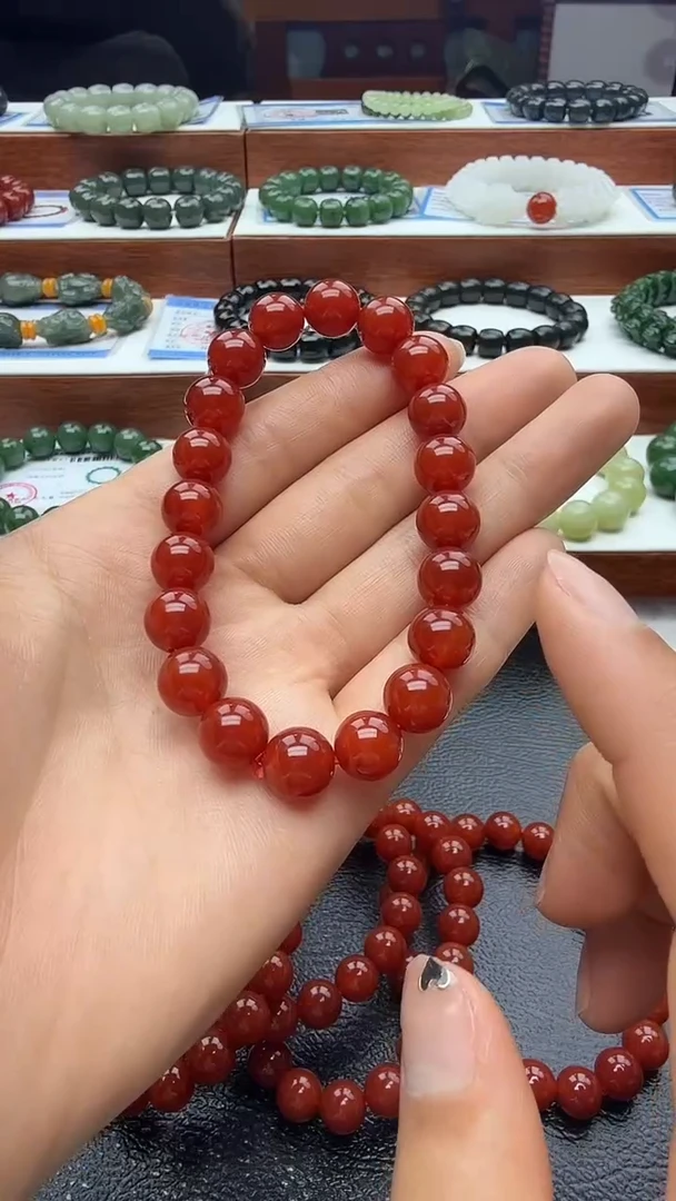 未镶嵌手串玛瑙/玉髓冰红玛瑙卡10手串