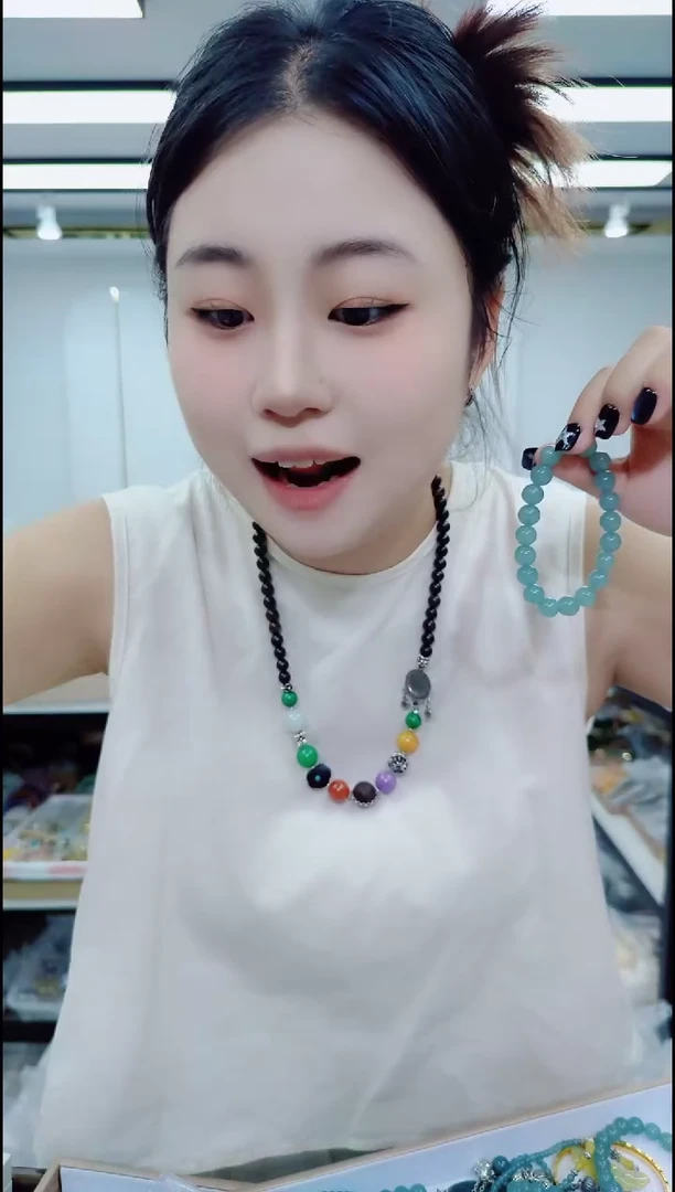 翡翠未镶嵌颈饰0536蓝水手串