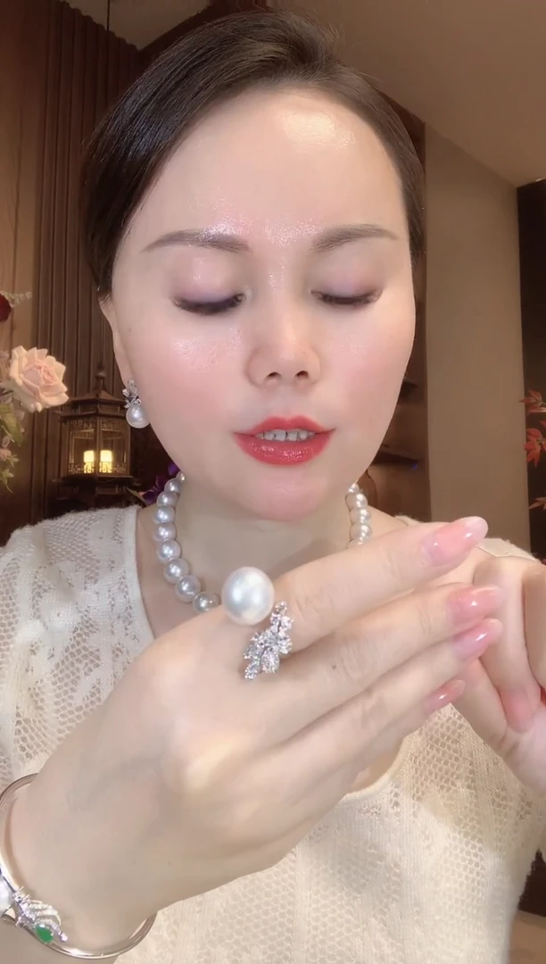 18K金镶嵌戒指海水珍珠C89