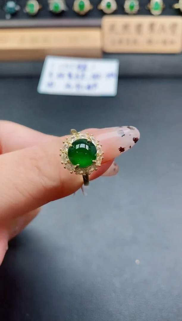 银S925镶嵌戒指翡翠1