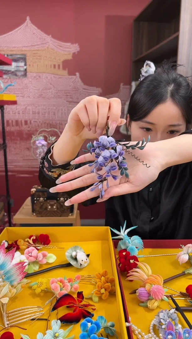 【闪购商品】刺绣非遗绒花（发饰）