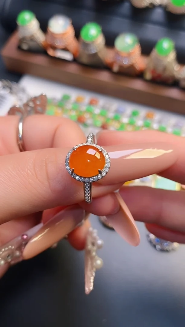 银S925镶嵌戒指翡翠天然