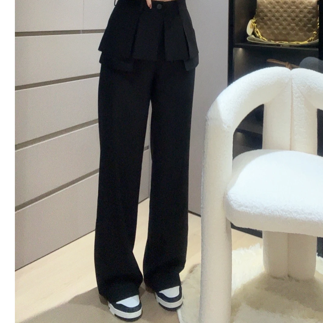 大胡子25年春季新款设计感裙裤设计休闲显瘦直筒裤87009