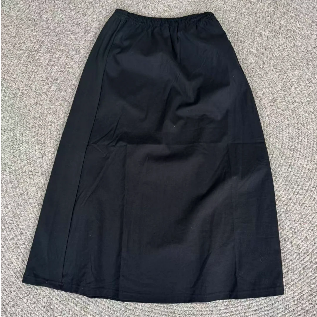 日系文艺风低调百搭超好穿的小黑半裙纯棉舒适弹力松紧腰裙子