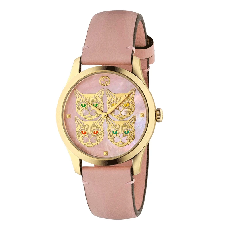 【小欧专属】GUCCI古驰Timeless系列珍珠粉贝母盘38MM腕表YA1264132