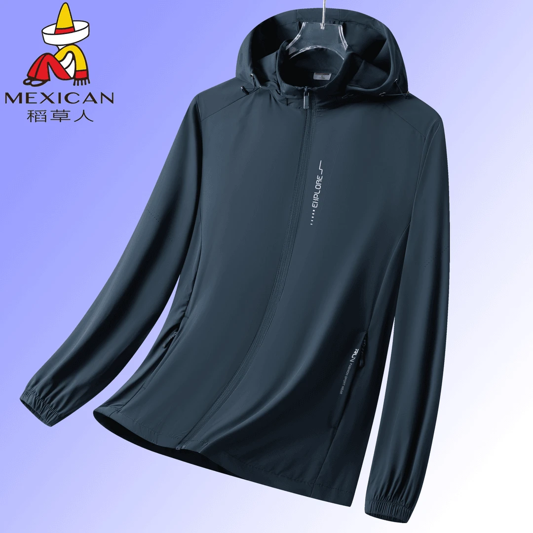Mexican/稻草人UPF50+弹力防晒衣男冰丝防紫外防晒服夏季户外上衣