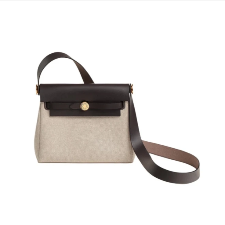 未使用 Hermes/爱马仕 小花攀攀Herbag 20 浅米拼乌木 K 2025