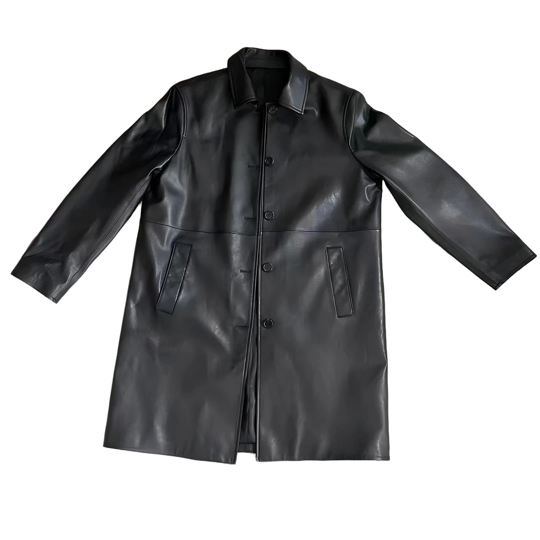 EANSSY G秋冬新款羊皮人生瘦瘦皮衣扣子中长款长款三店NF0508901