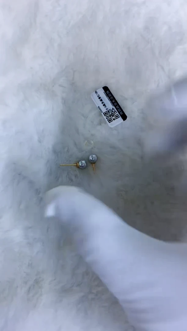 18K金镶嵌海水珍珠饰品5-6真多麻素钉