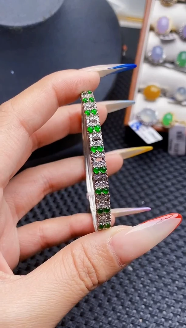 银S925镶嵌戒指翡翠4083