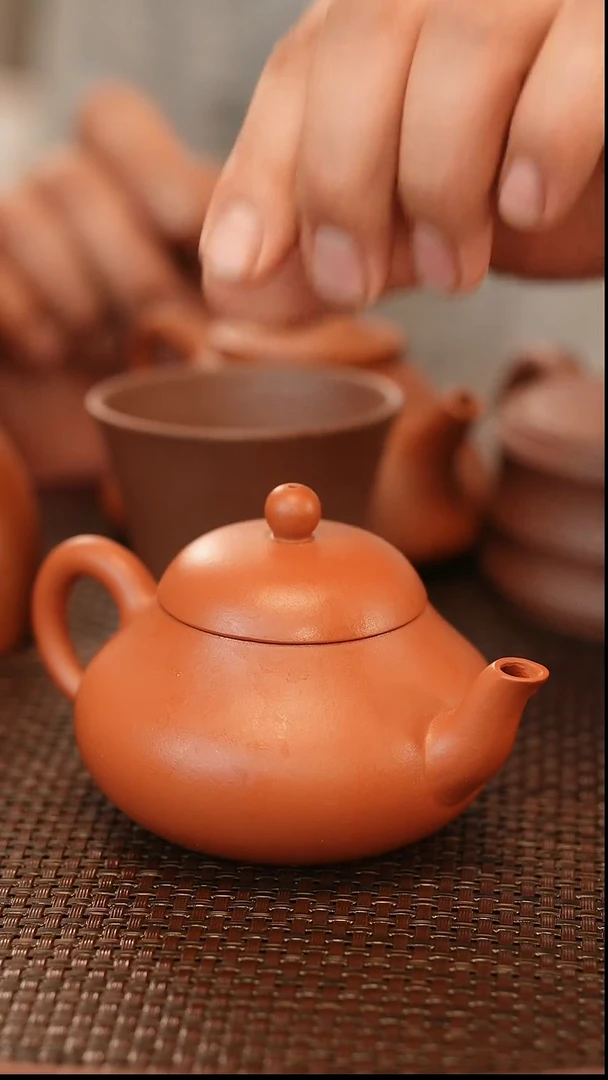 茶壶紫砂原矿手工制作朱泥 梨型