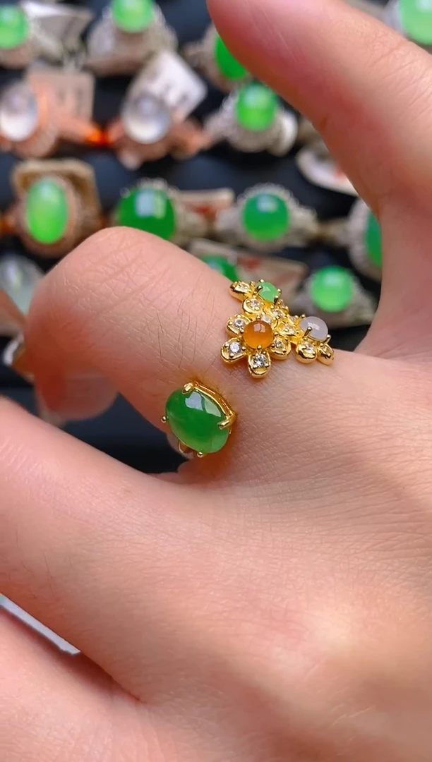 翡翠银S925镶嵌耳饰天然