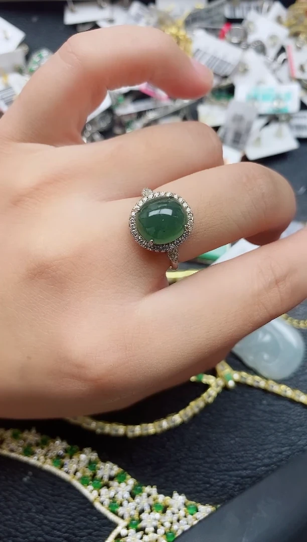 银S925镶嵌戒指翡翠1