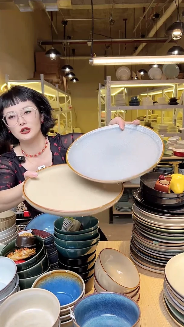 瓷60外贸尾货高温釉下彩陶瓷餐具默认微瑕