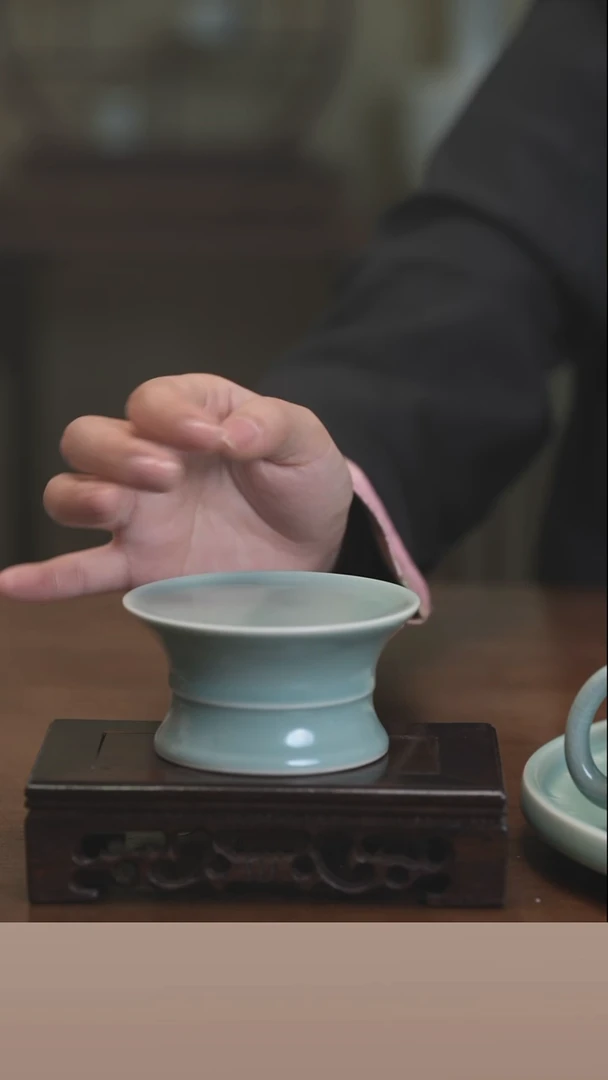 【闪购商品】清凉寺原产地仿古釉手工汝瓷高足贵人台