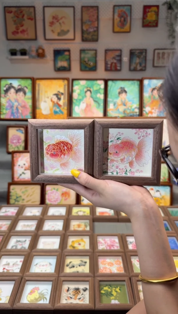 国画合欢金鱼 粉桃花金鱼 一组11