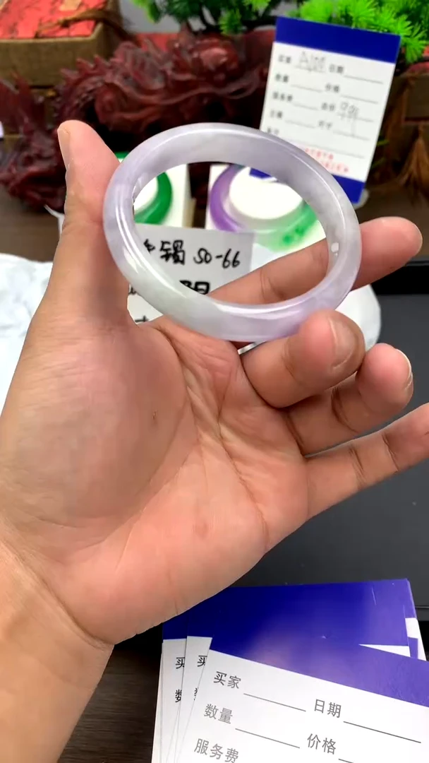 翡翠手镯未镶嵌大叶A97 冰透精美美人镯多样性发其一