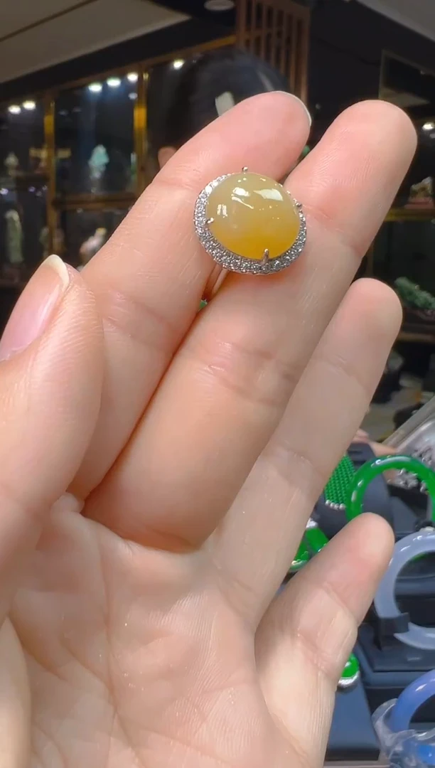 银S925镶嵌戒指翡翠024