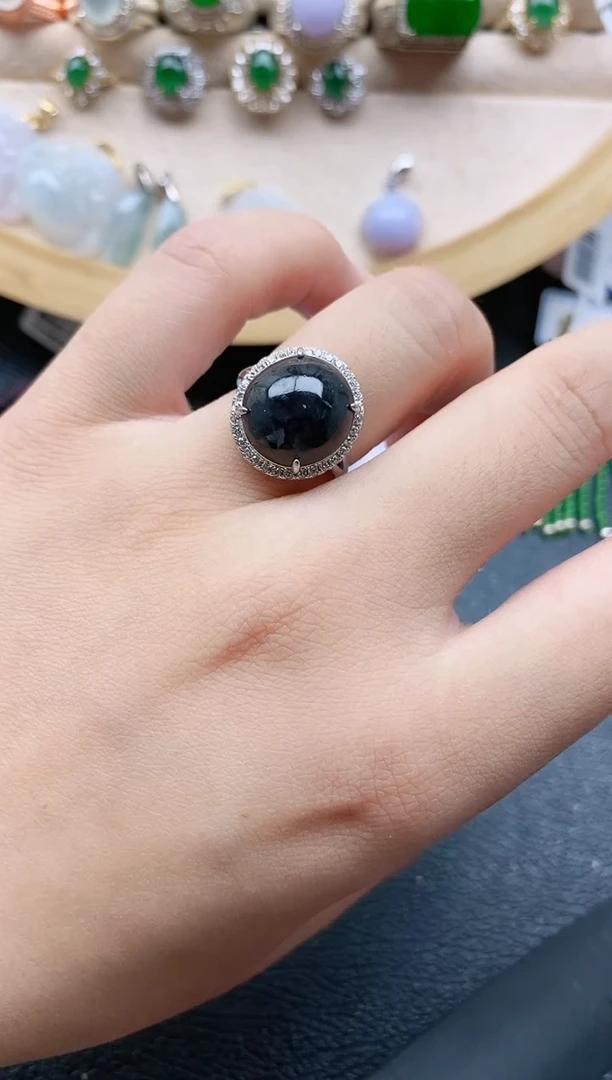 翡翠戒指银S925镶嵌11111