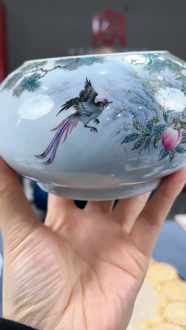 【闪购商品】官窑瓷画院506官窑瓷画院九桃五福鸟水洗