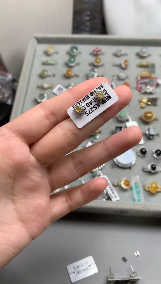 银S925镶嵌戒指翡翠耳饰10